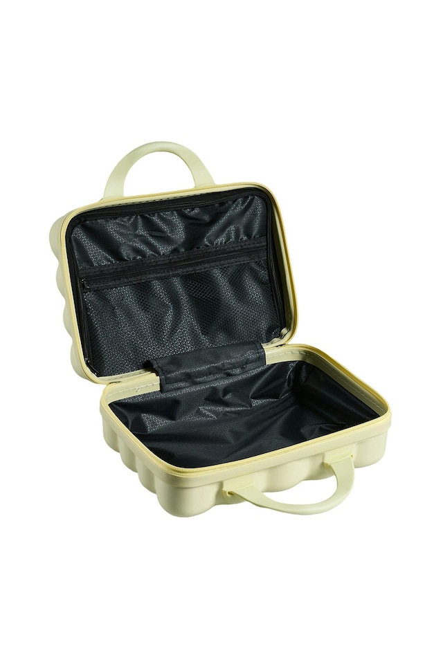 image 1 of Living and Home Mint Green Bubble Hard Shell Makeup Case – Portable & Cute Handheld Travel Organizer | Yellow | Personal Item