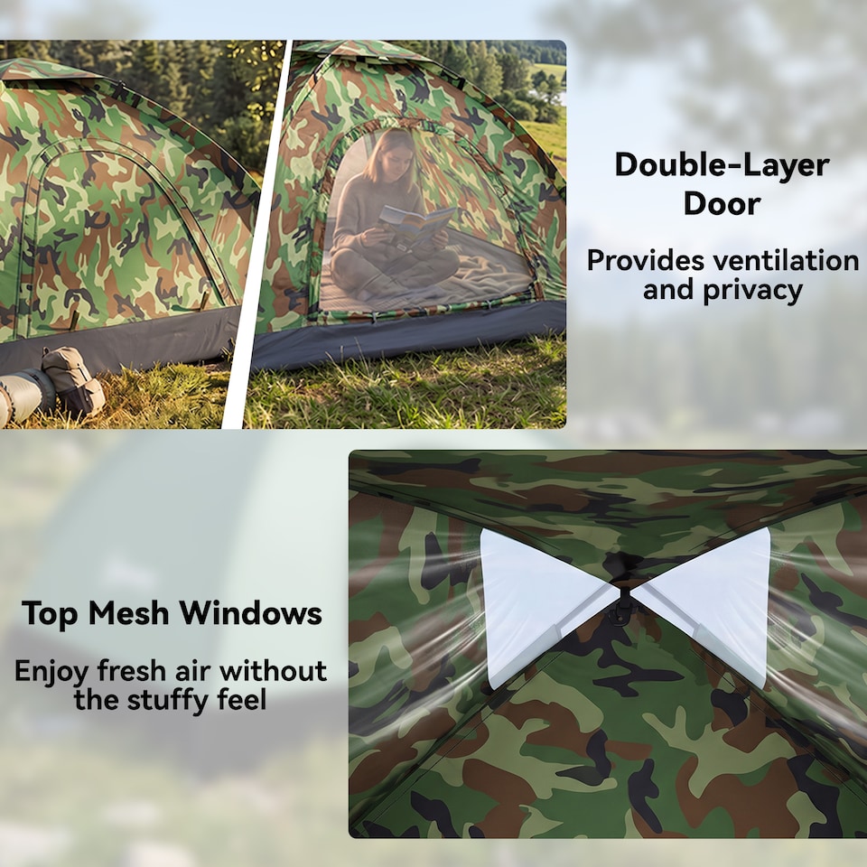 image 1 of Outsunny Camping Tent for 2 Person Dome Tent w/ Storage Pocket Multicoloured | Multi | Multicoloured