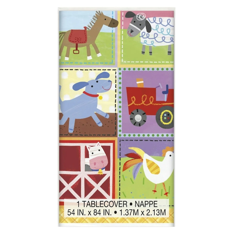 Unique Party Plastic Farm Animals Party Table Cover - Multicoloured - One Size