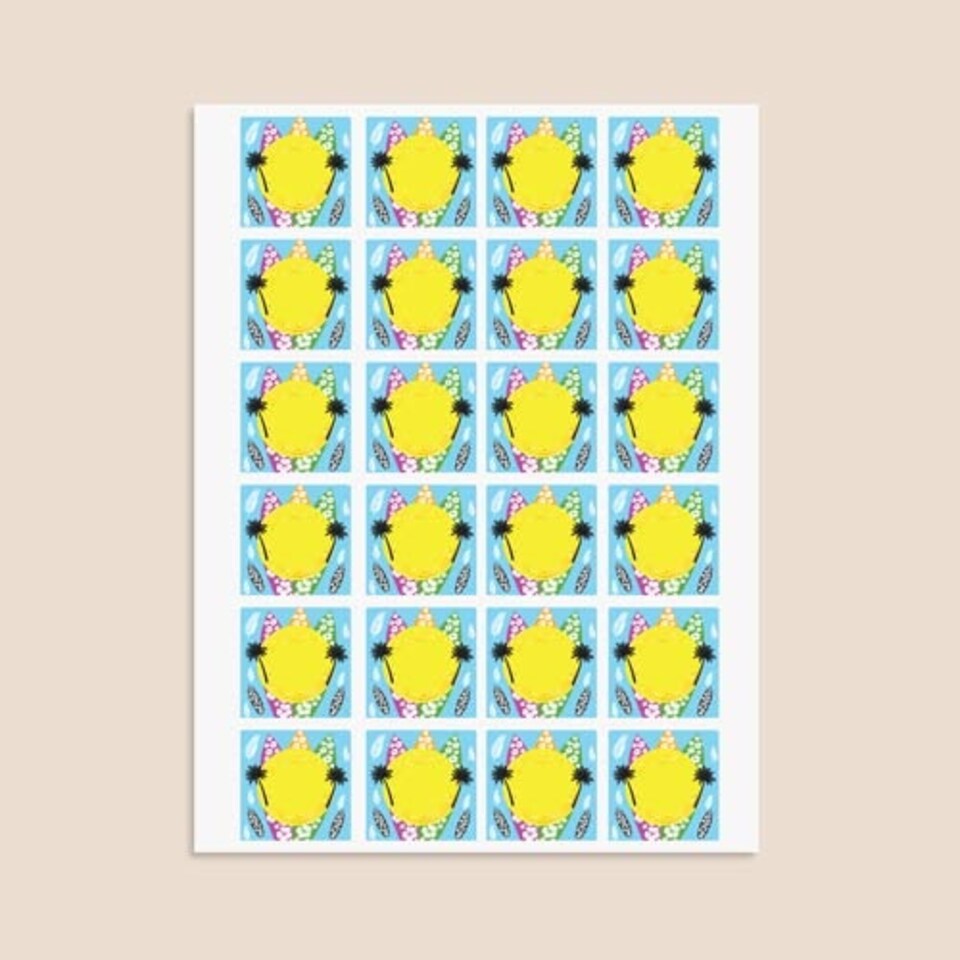image 1 of Hawaiian Design 40mm Square Sticker sheet of 24