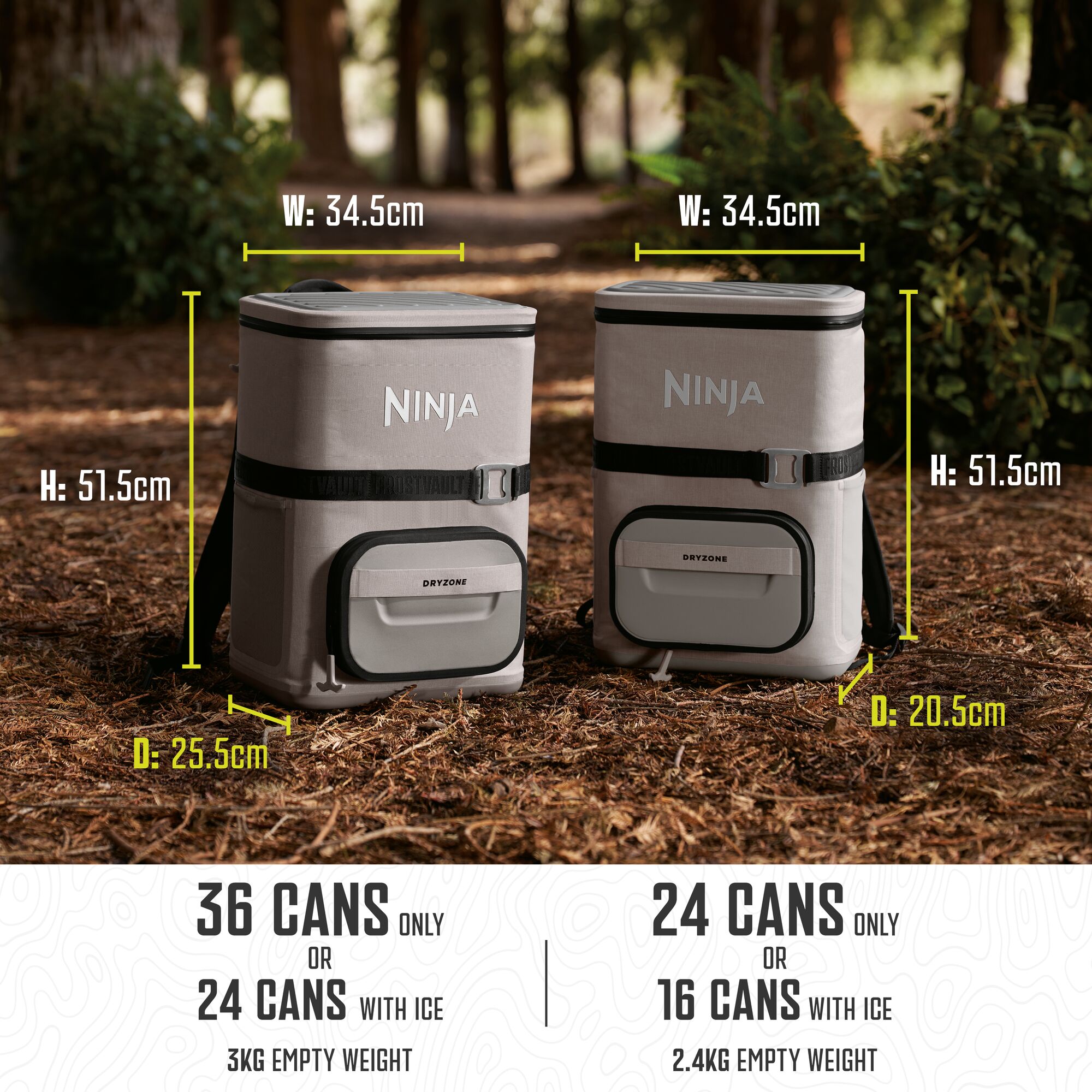 Ninja Outdoor FrostVault Go 23L 36-Can Backpack Soft Cooler