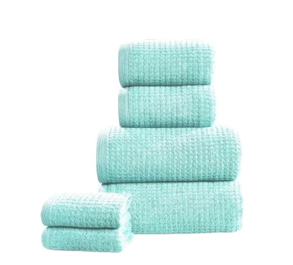 image 1 of Waffle Pure Cotton Face Towels Super Soft and Absorbant | Blue | Duck Egg | Face cloth | 1