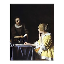 Mistress and Maid Portrait Vermeer Vintage Huge Wall Art Print 18X24 In