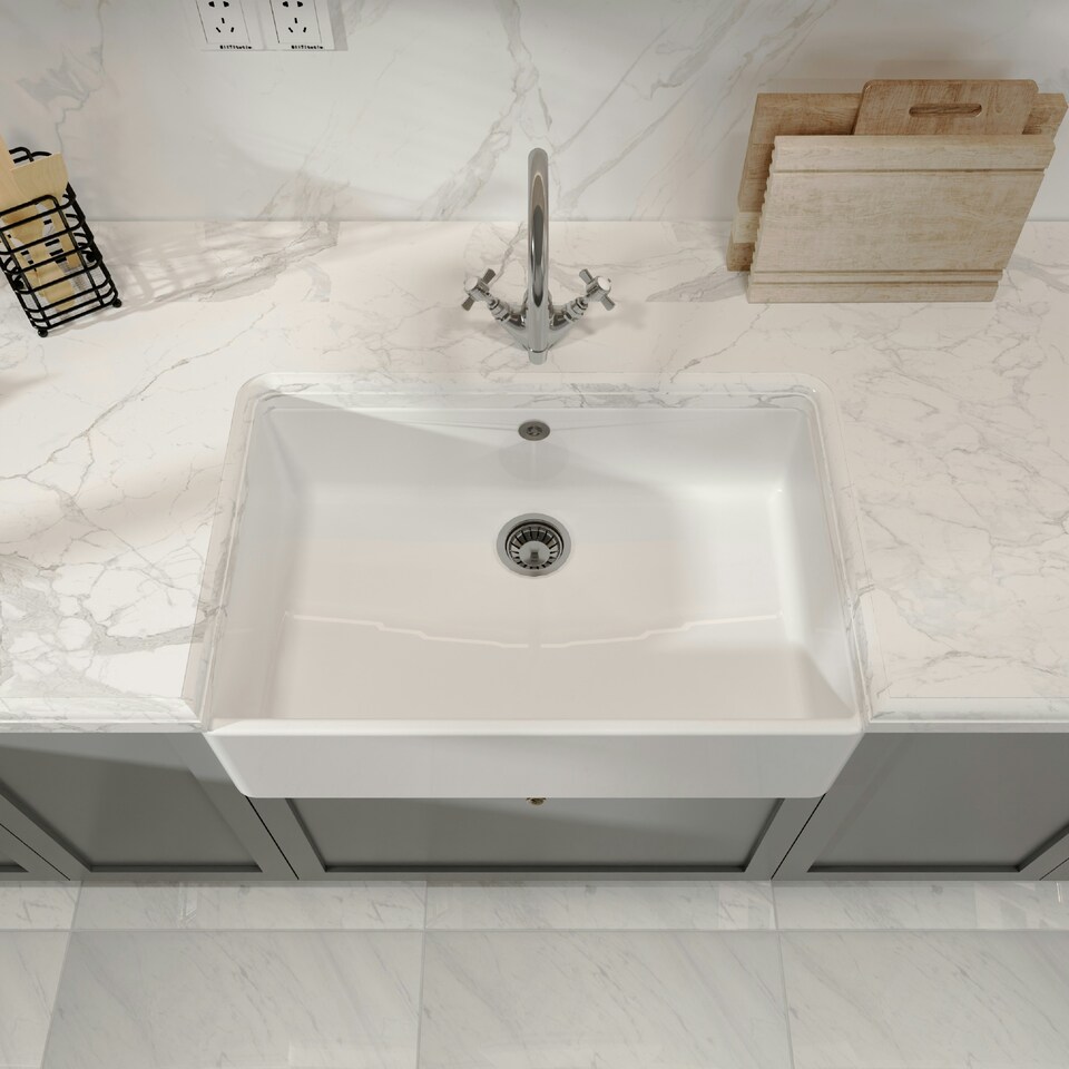 image 1 of Single Bowl Fireclay Butler Kitchen Sink Overflow &  Waste - 795mm