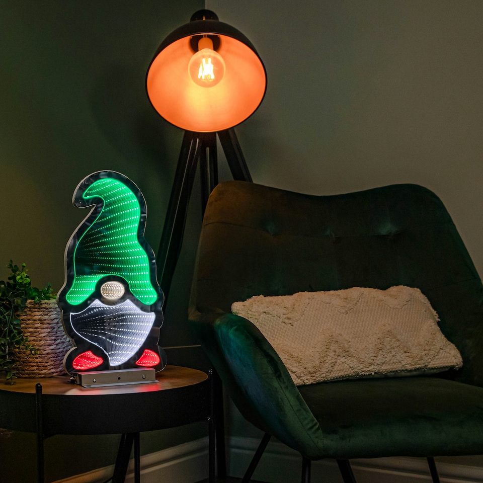 image 1 of 40cm Infinity Gonk with Hat on Metal Base with Green, White and Red LEDs