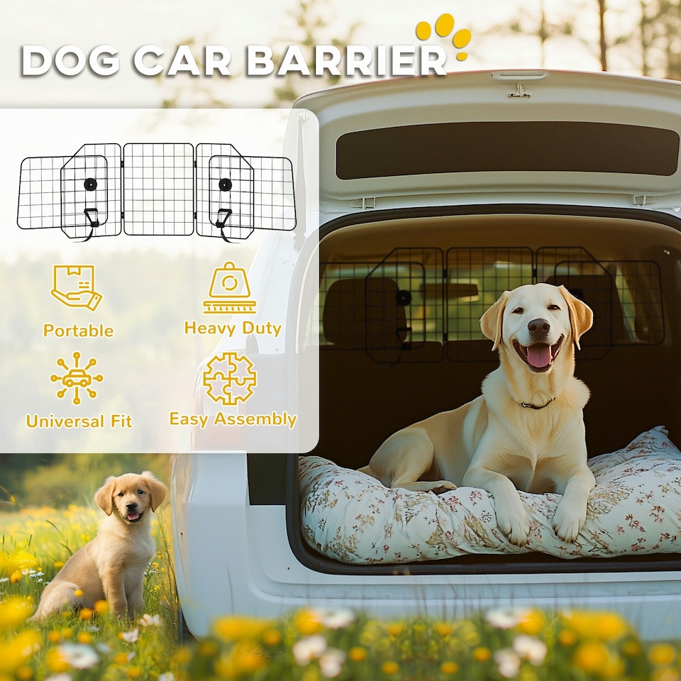 image 1 of PawHut Dog Guard for SUVs, Vehicles, Vans, Car Barrier with Adjustable Width