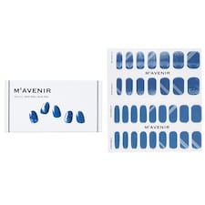 Nail Sticker (blue) - # Deep Shell Blue Nail - 32pcs Blue