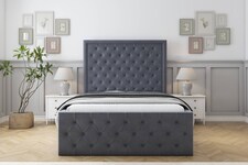 Sloomy Vienna Steel Plush Special Bed Frame. With 50" Upholstered Headboard 5' King