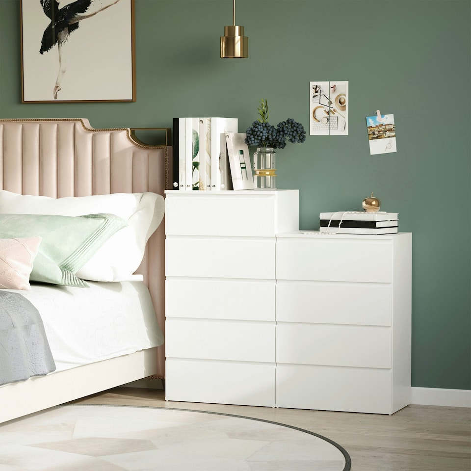 image 1 of HOMCOM 5 Drawer Cabinet Storage Cupboard Sideboard Organiser Living Room White