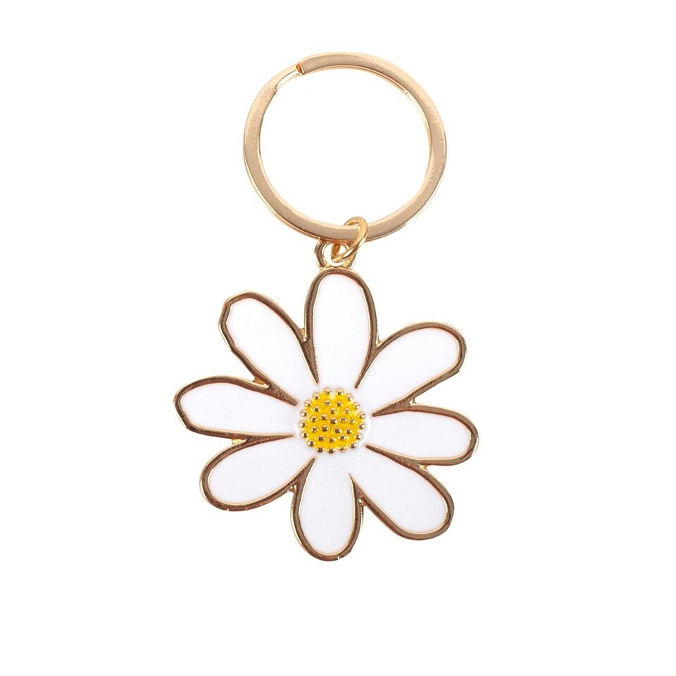image 1 of Something Different Spring Time Daisy Enamel Keyring - Yellow/White - One Size