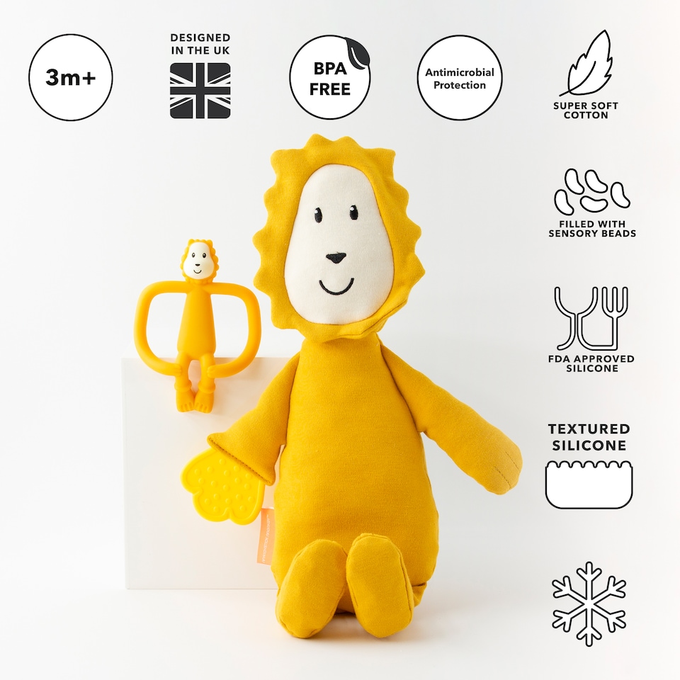 image 1 of Matchstick Monkey Teething Plush Gift Set Lion