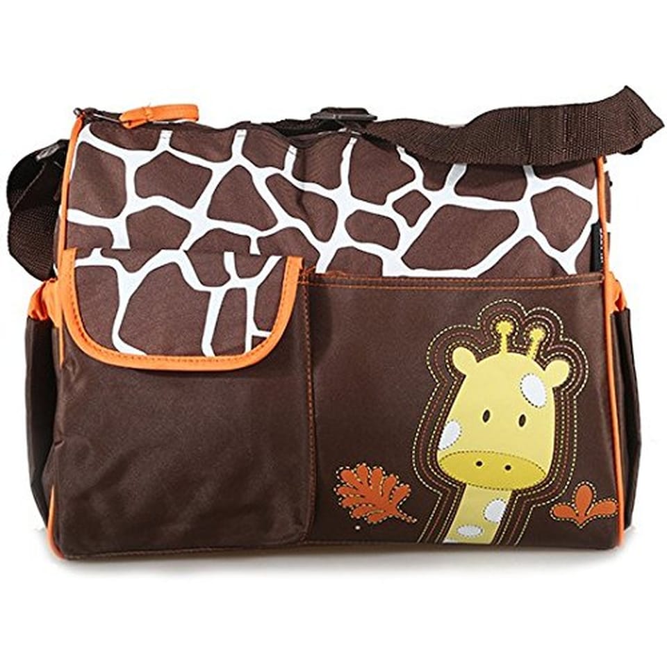 Waterproof Baby Changing Handbag 38cm Parent Shoulder Nappy Bag with Changing Mat Adjustable Strap Multiple Pockets & Wet Storage Bag