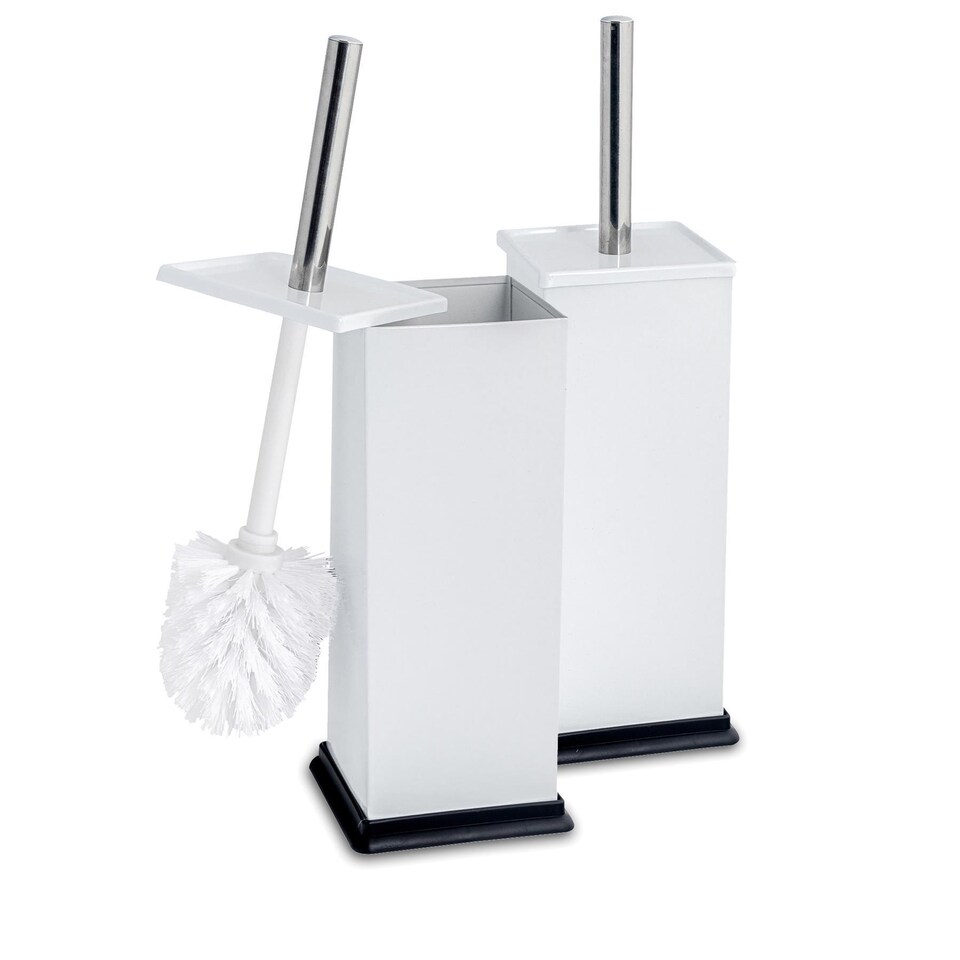 image 1 of Harbour Housewares Square Toilet Brushes - White - Pack of 2 | White | White