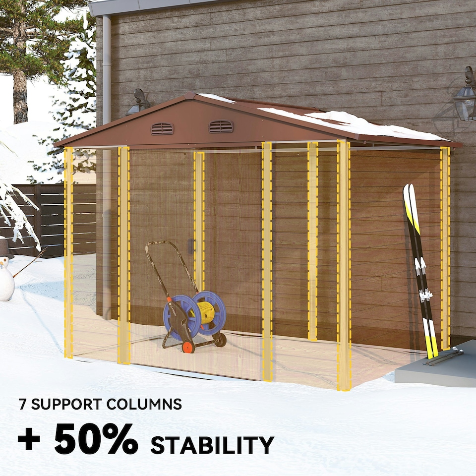 image 1 of Outsunny 9 x 6ft Garden Shed Wood Effect Tool Storage Sliding Door Wood Grain
