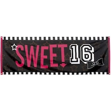 Boland Sweet Sixteen Banner - Black/Pink/White - One Size