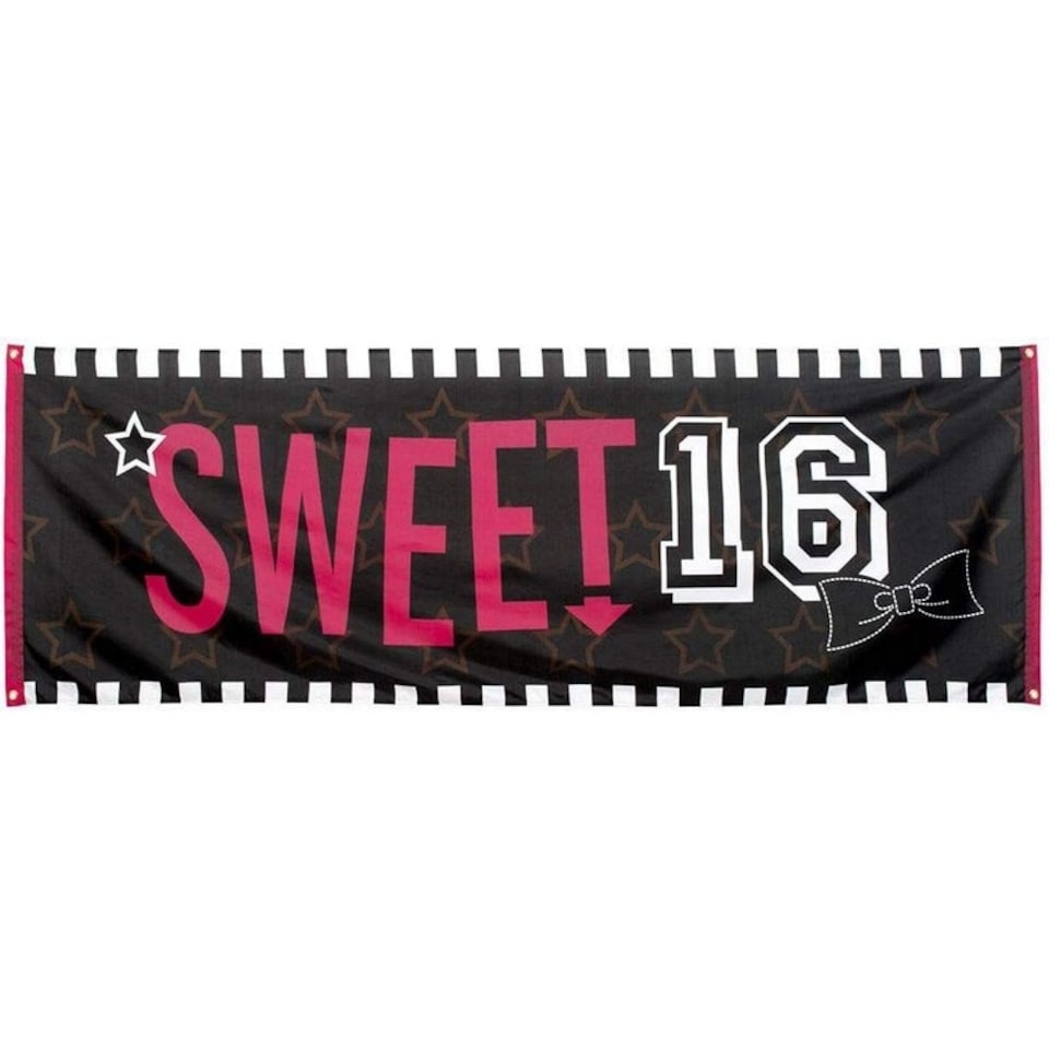 Boland Sweet Sixteen Banner - Black/Pink/White - One Size