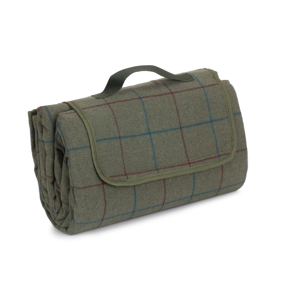 image 1 of Luxury Green Tweed Picnic Blanket | Green | Green