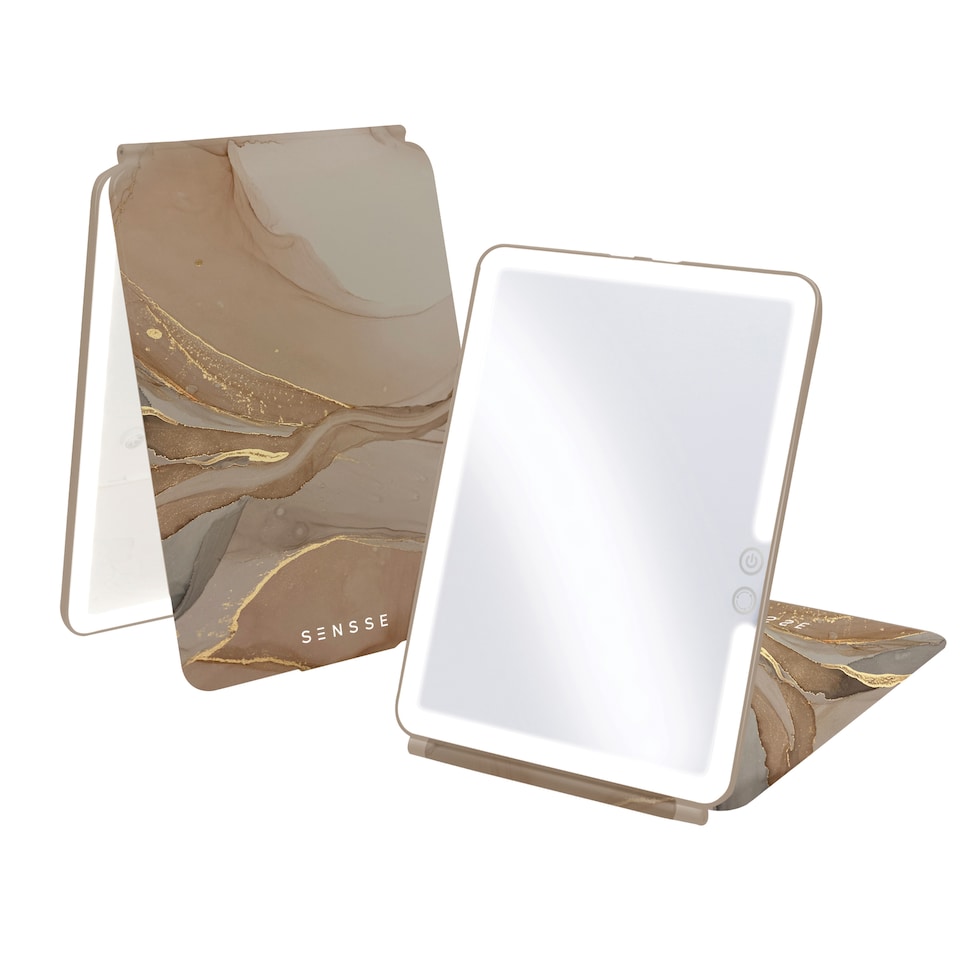 image 1 of Sensse Modern Marble LED Glow Up Mirror | Gold