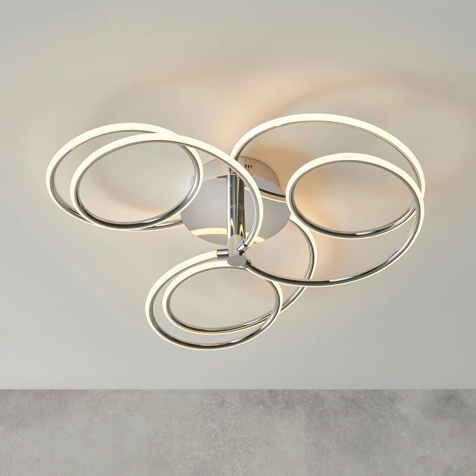 image 1 of Eterne LED Semi Flush Light Chrome Plate & White Silicone