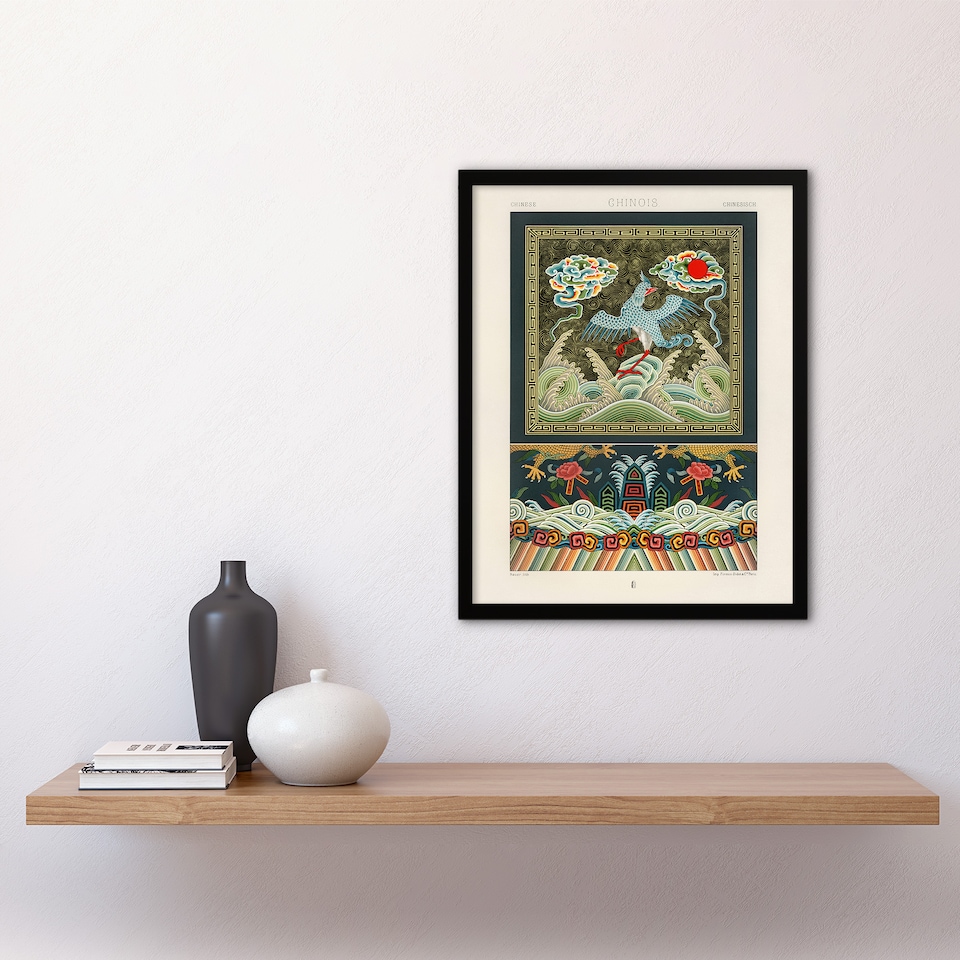 image 1 of Chinese Patterns with Birds Racinet Vintage Framed Wall Art Print 12X16"