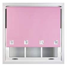 FURNISHED Blackout Roller Blinds with Large Square Eyelets Made to Measure Window Shade | Pink | Pink | (W) 240cm x (L) 210cm