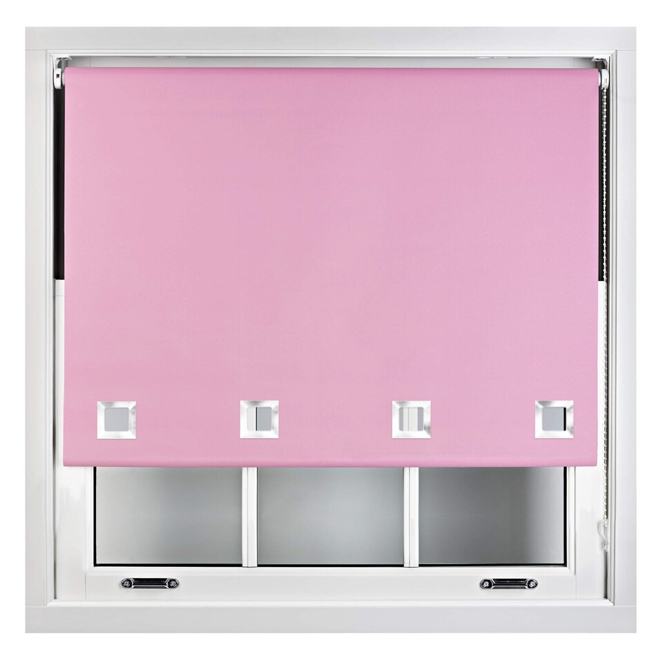 image 1 of FURNISHED Blackout Roller Blinds with Large Square Eyelets Made to Measure Window Shade | Pink | Pink | (W) 240cm x (L) 210cm