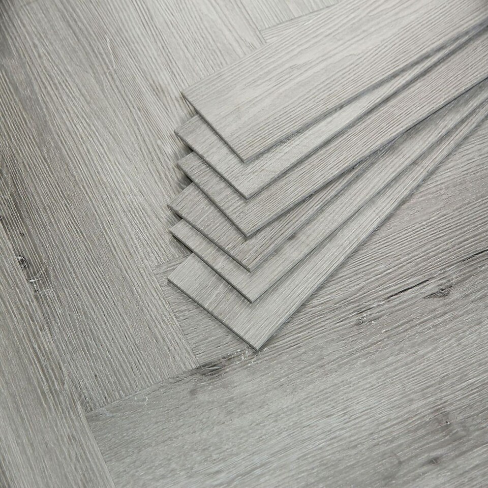 image 1 of Click LVT Flooring SPC 6.0mm NodSl Winter  Herringbone Wood Effect For Home & Contract Commercial Use | Grey | Grey | Planks per Pack:  16  | Coverage per Pack: 1.114m² | 1