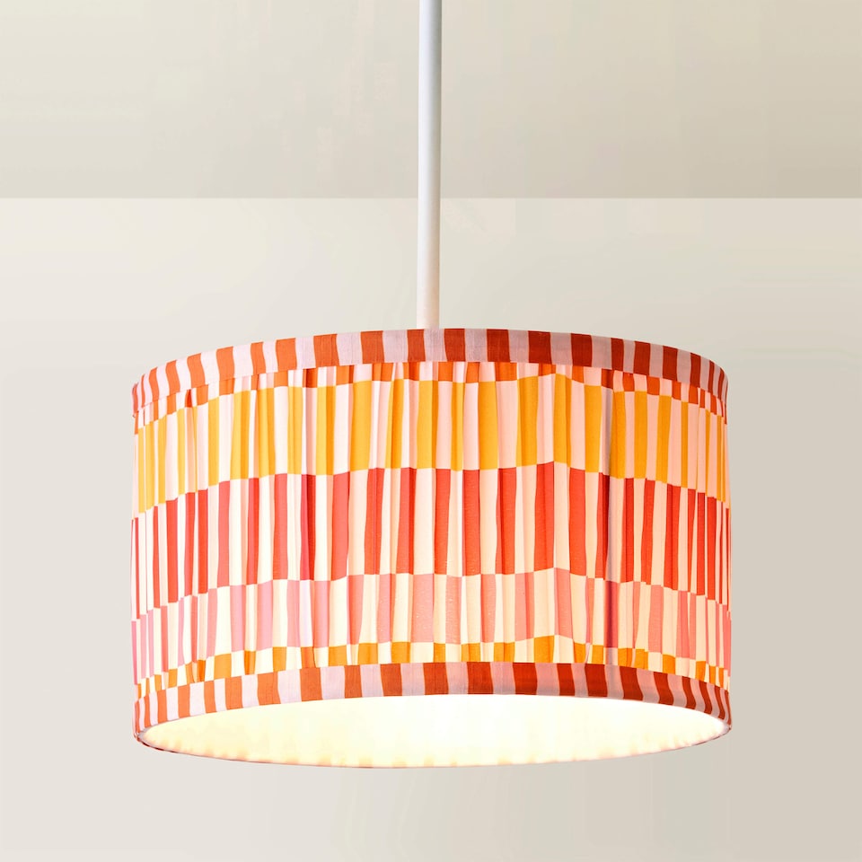 image 1 of ValueLights Rae Small Stripe Multicolour Pleat Shade and Bulb