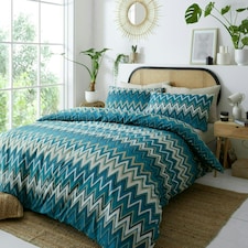 Portfolio Home Tyler Zig Zag Geometric Bedding Duvet Cover Set Blue | King
