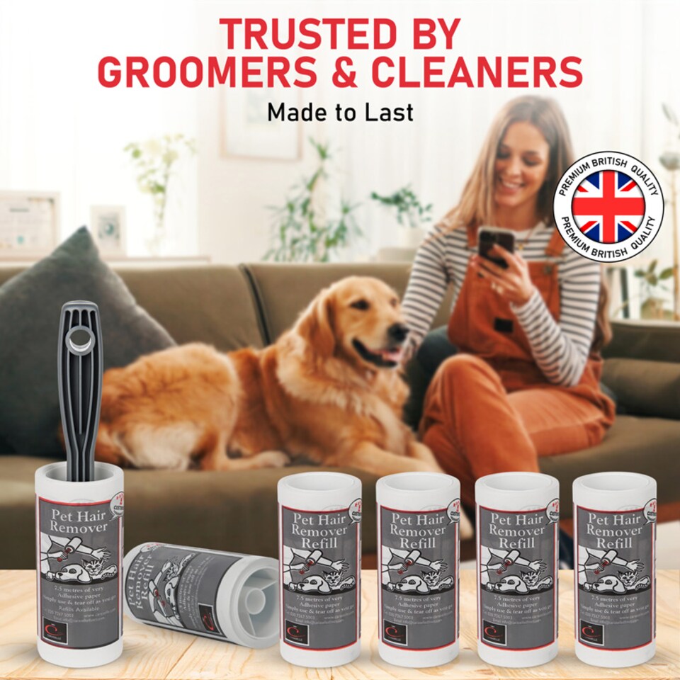 image 1 of Caraselle 2 x Pet Hair Remover Lint Rollers & 7 Refills (total 67.5m, ≈675+ Sheets Equivalent)