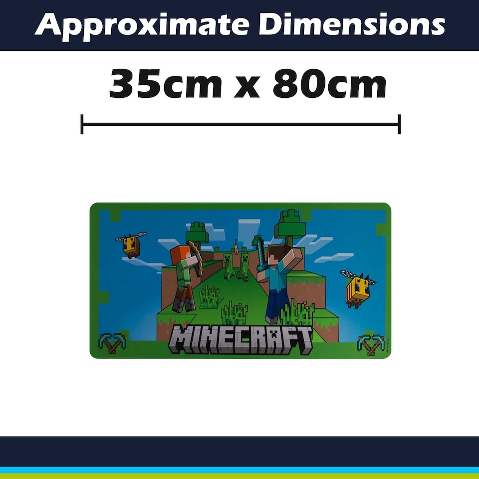 image 1 of PMS Minecraft Desk Mat Multicoloured Gaming Mat - 35cm x 80cm