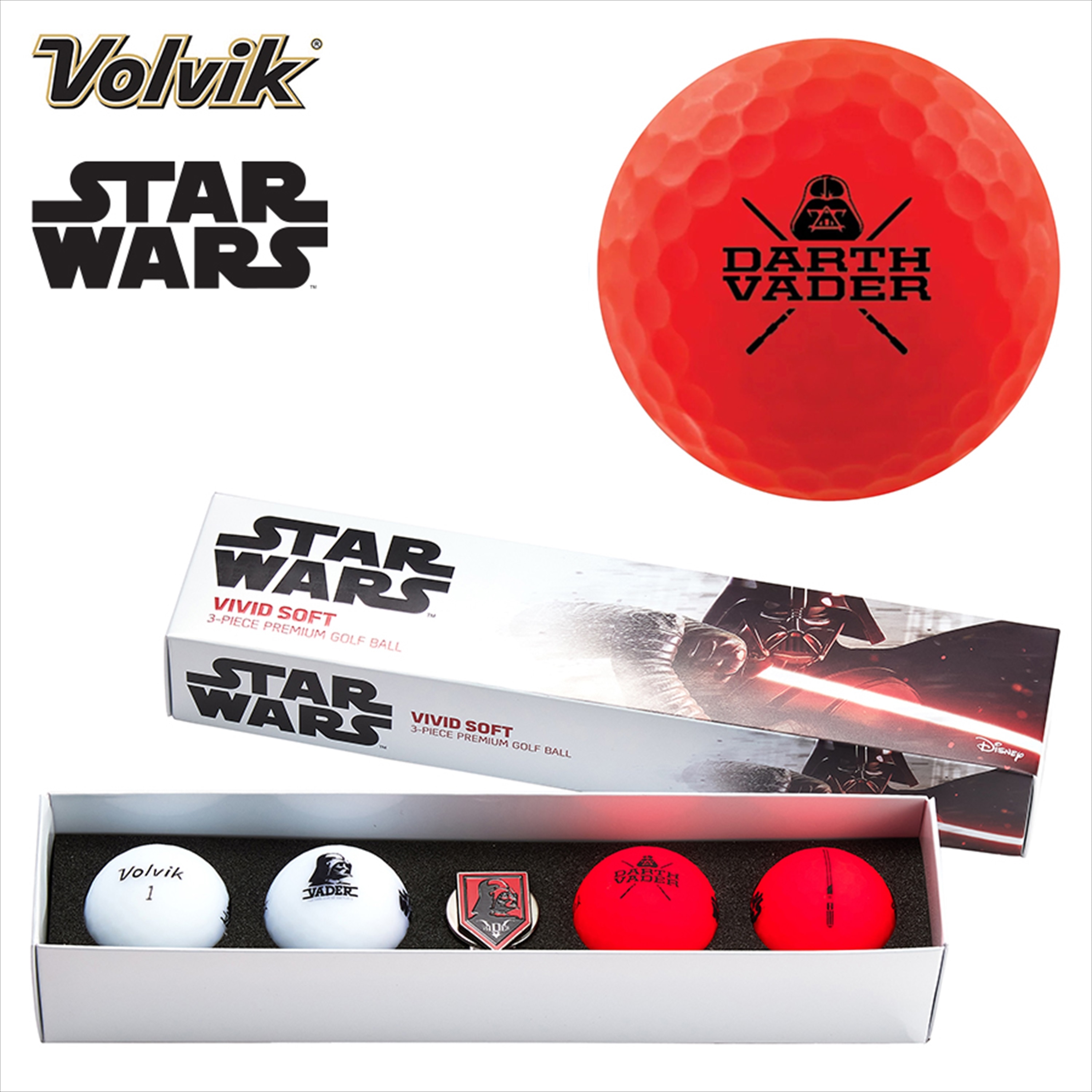 Volvik Vivid Soft Star Wars Darth Vader 4 Ball + Marker Pack