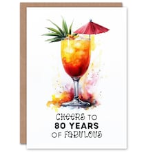 Cheers to 80 Years of Fabulous Cocktail Fun 80th Birthday Card For Women