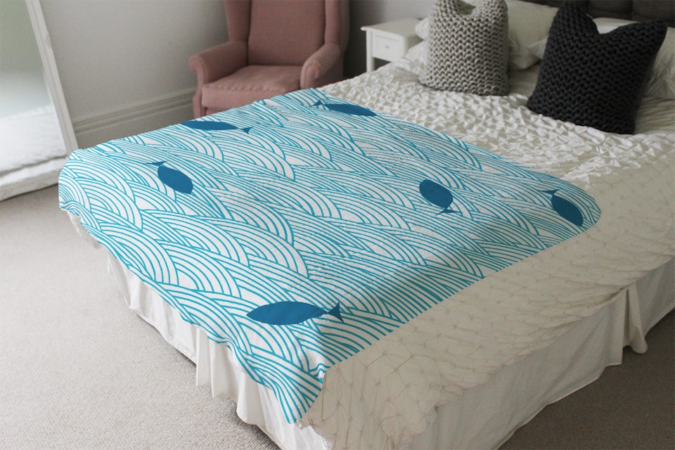 image 1 of Waves & Fish Blanket | Multi