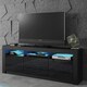 image 3 of TV Unit 160cm Black Gloss Doors & Drawers Black Matt Body With LED Black