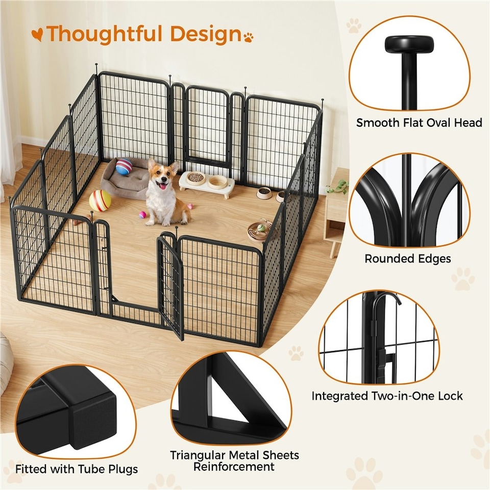image 1 of Yaheetech 6 Metal Dog Playpen Panels, 68 × 100 cm Black