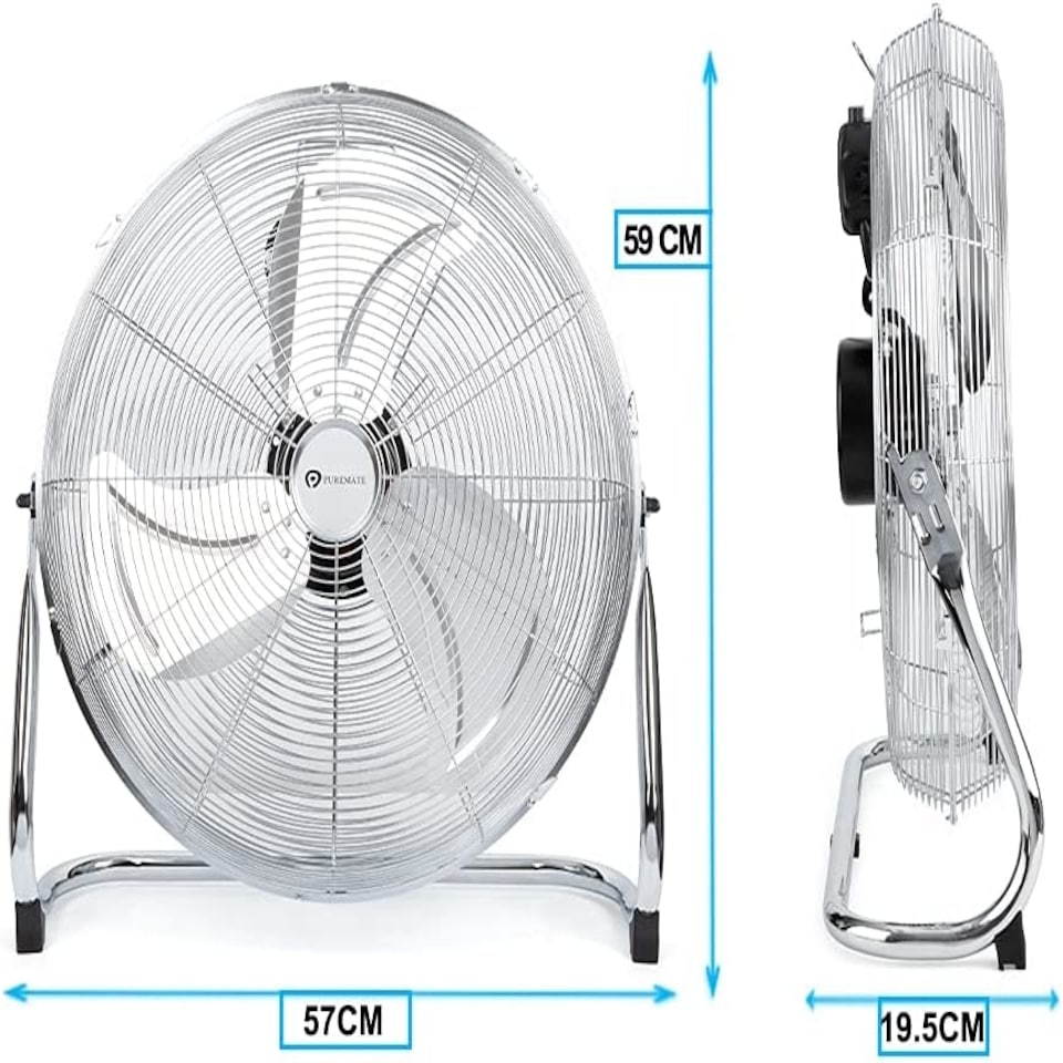 image 1 of PureMate 20-Inch Chrome Gym Floor Fan