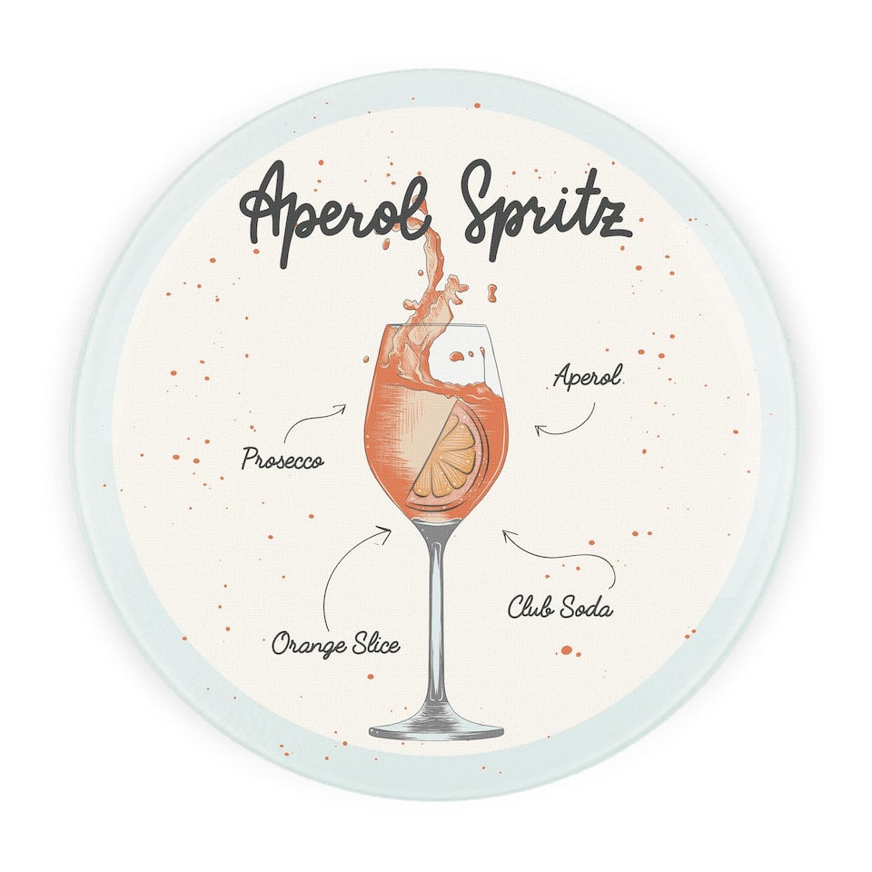 image 1 of Aperol Spritz Cocktail Round Worktop Protector - Textured Glass Chopping Board