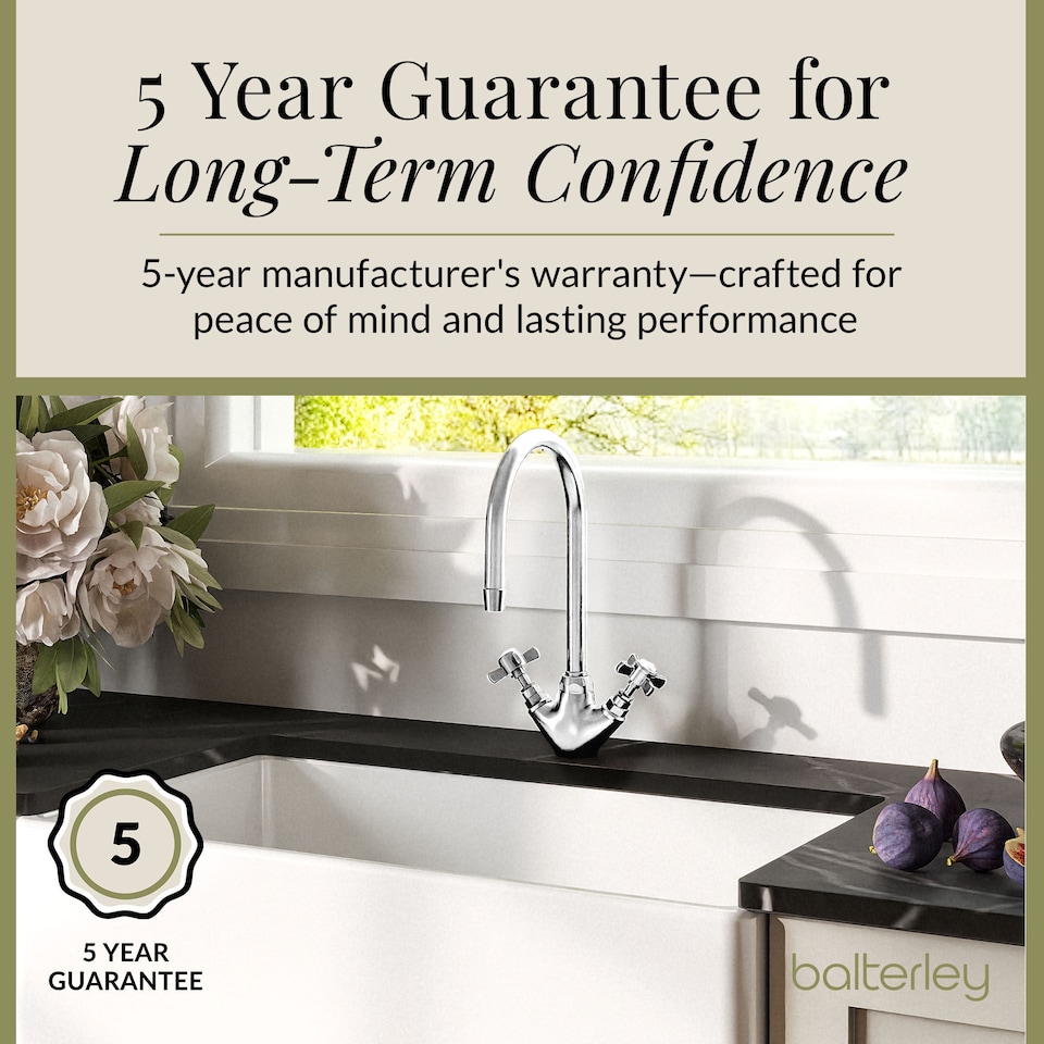 image 1 of Traditional Kitchen Sink Mono Mixer Tap - Chrome Crosshead Handles | Silver | Chrome | 1