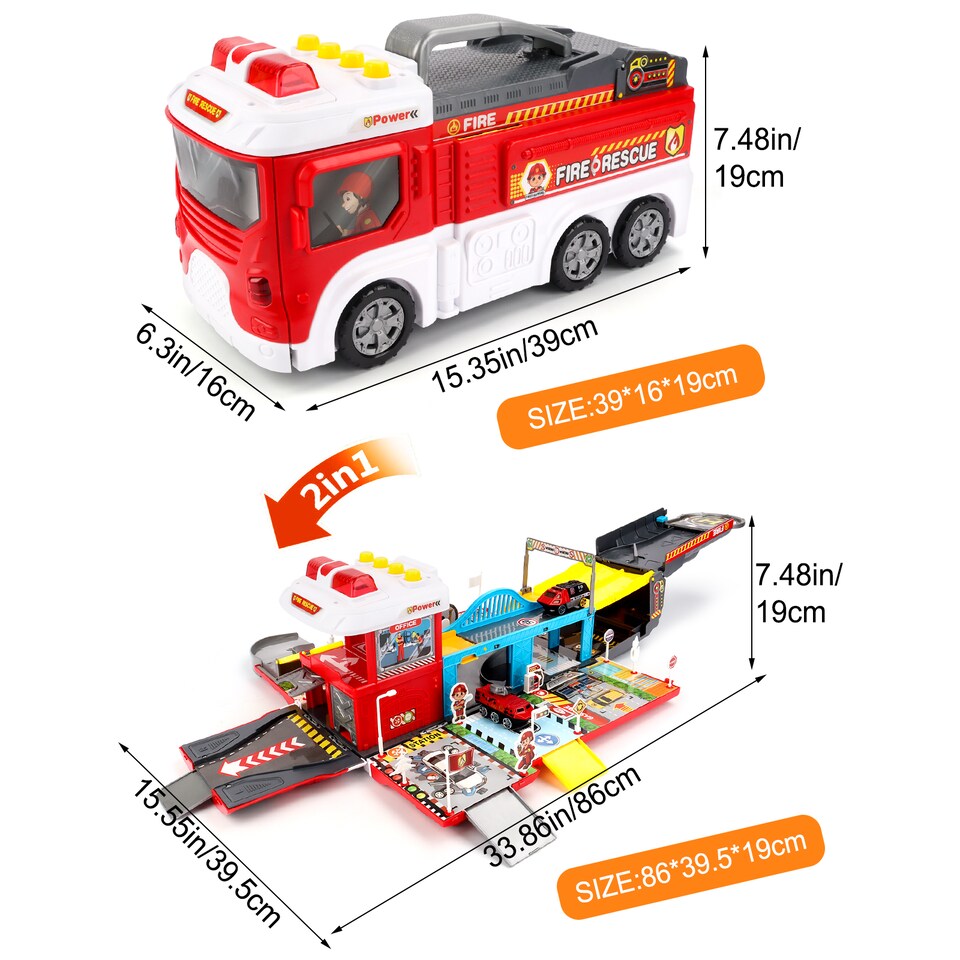 image 1 of Fire Rescue Play Set with Helicopter, Fire Station, Vehicles, Lights & Sounds – Includes 22 Accessories for Action-Packed Role Play