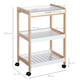 image 3 of HOMCOM Mobile Serving Trolley Kitchen Cart Pine Wood Rolling Wheels White