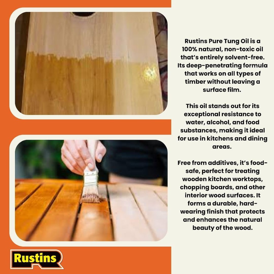 image 1 of Rustins Pure Tung Oil Matt 500ml | Clear | 500ml | 1