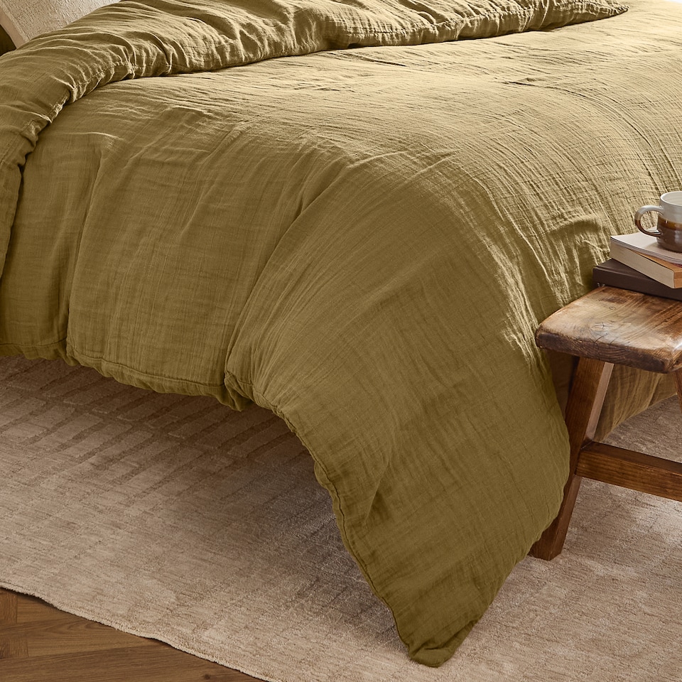 image 1 of Yard Lark Muslin Cotton Duvet Cover Set | Blue | Blue | Double