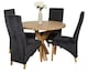 image 1 of Oregon Round Oak Dining Table and 4 Lola Fabric Chairs | Black | Black | 1