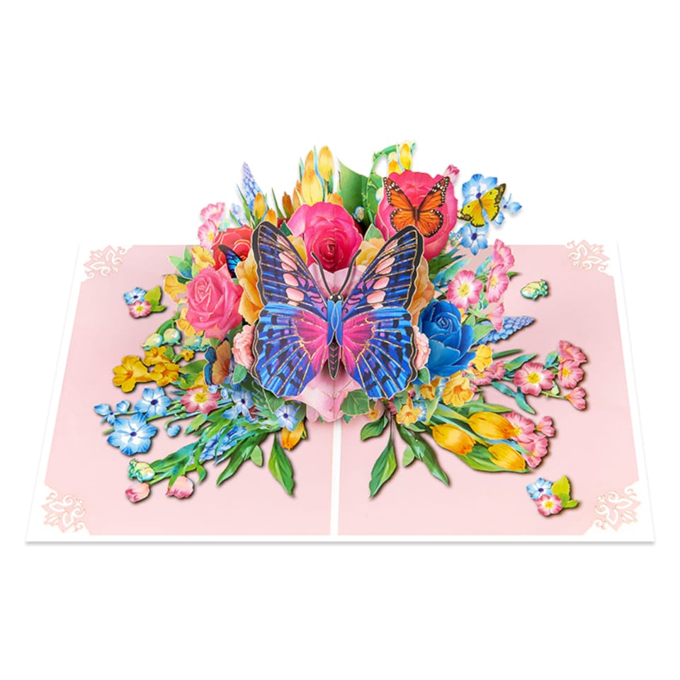 image 1 of Wings of Joy Butterfly & Flower 3D Pop Up Greeting Card