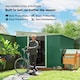 image 4 of Outsunny 11.3 x 9.2ft Lean to Metal Garden Shed, Outdoor Galvanised Tool Storage House with Double Sliding Doors and 2 Air Vents, Green