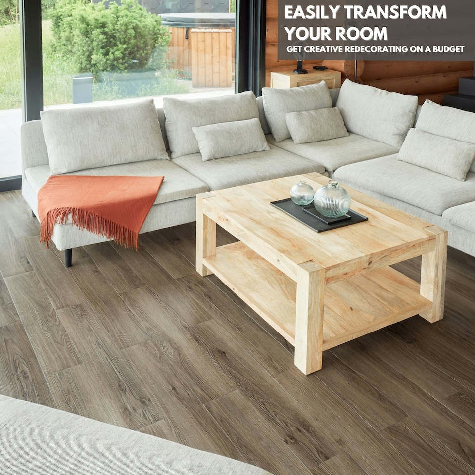 image 1 of Self Adhesive Floor Planks | 5.9x35.9in (91.4x15.2cm) Each | Peel & Stick Vinyl Flooring | Brown Wood Effect | Easy DIY | Stick On Tile for Home Floors Brown | 2.78 sqm