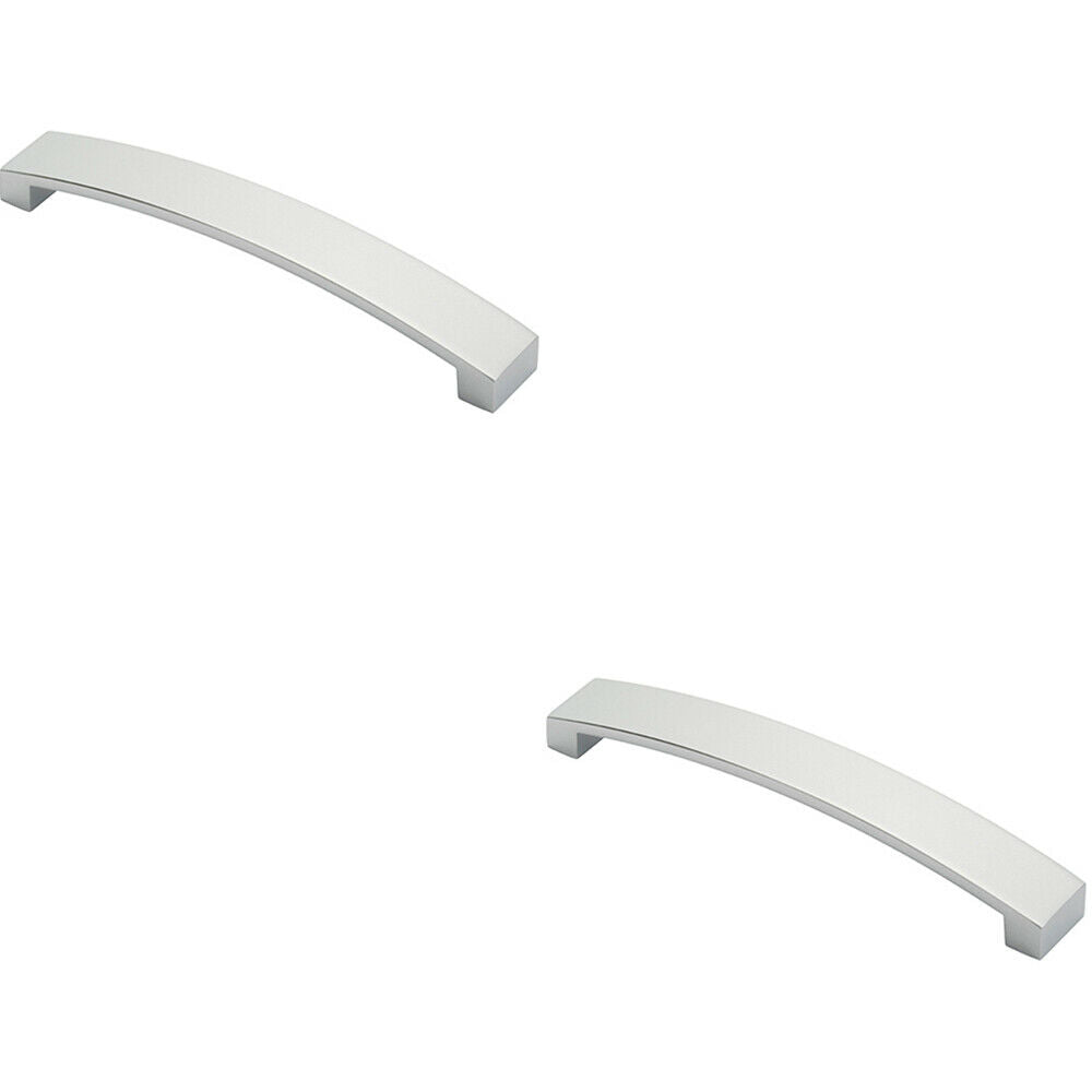Loops 2x Flat Curved Bow Pull Handle 172 x 25mm 160mm Fixing Centres Polished Chrome