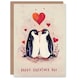 image 1 of Cute Couple Love Hearts Romantic Penguin Anniversary Valentines Day Card