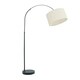 image 3 of ValueLights Louis Black Arched Curved Floor Lamp with White Fabric Drum Lamp Shade and LED Bulb White